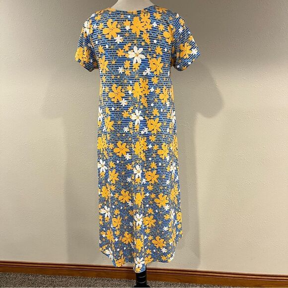 LuLaRoe Carly floral striped print Casual hi-low Midi dress size XS - Picture 5 of 11
